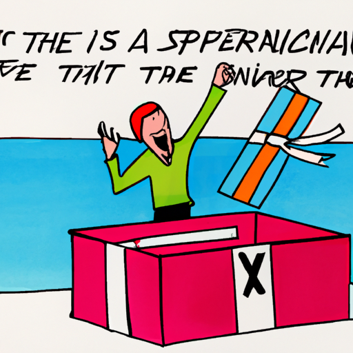 Ited person opening a vibrant gift box revealing a metaphorical experience symbol like a concert ticket, a plane, or a spa